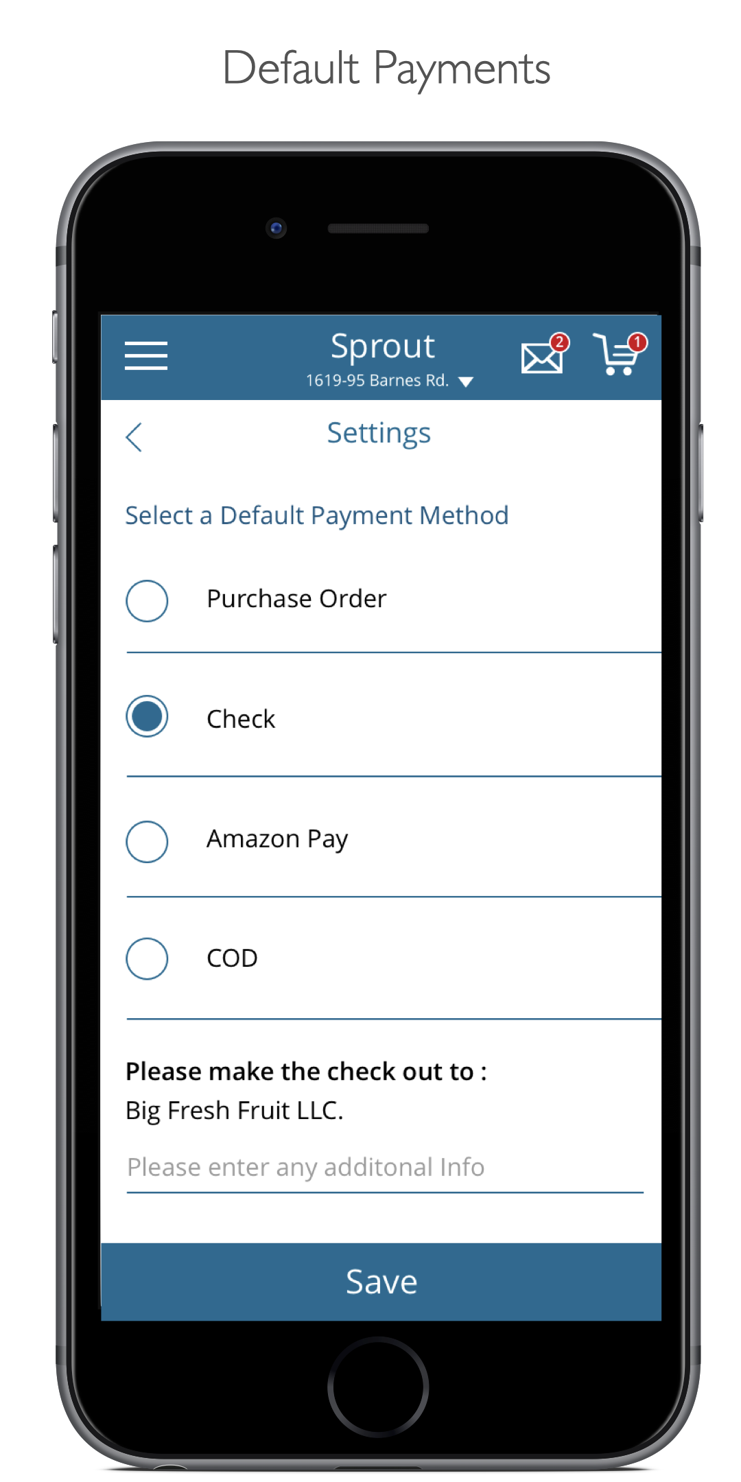 Sprout store owner mobile app screen